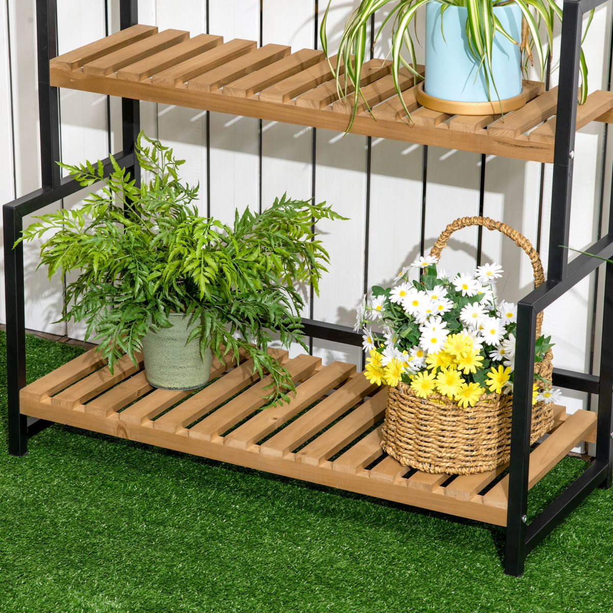 3 Tier Plant Stand with Hanging Hooks - Shinchoku