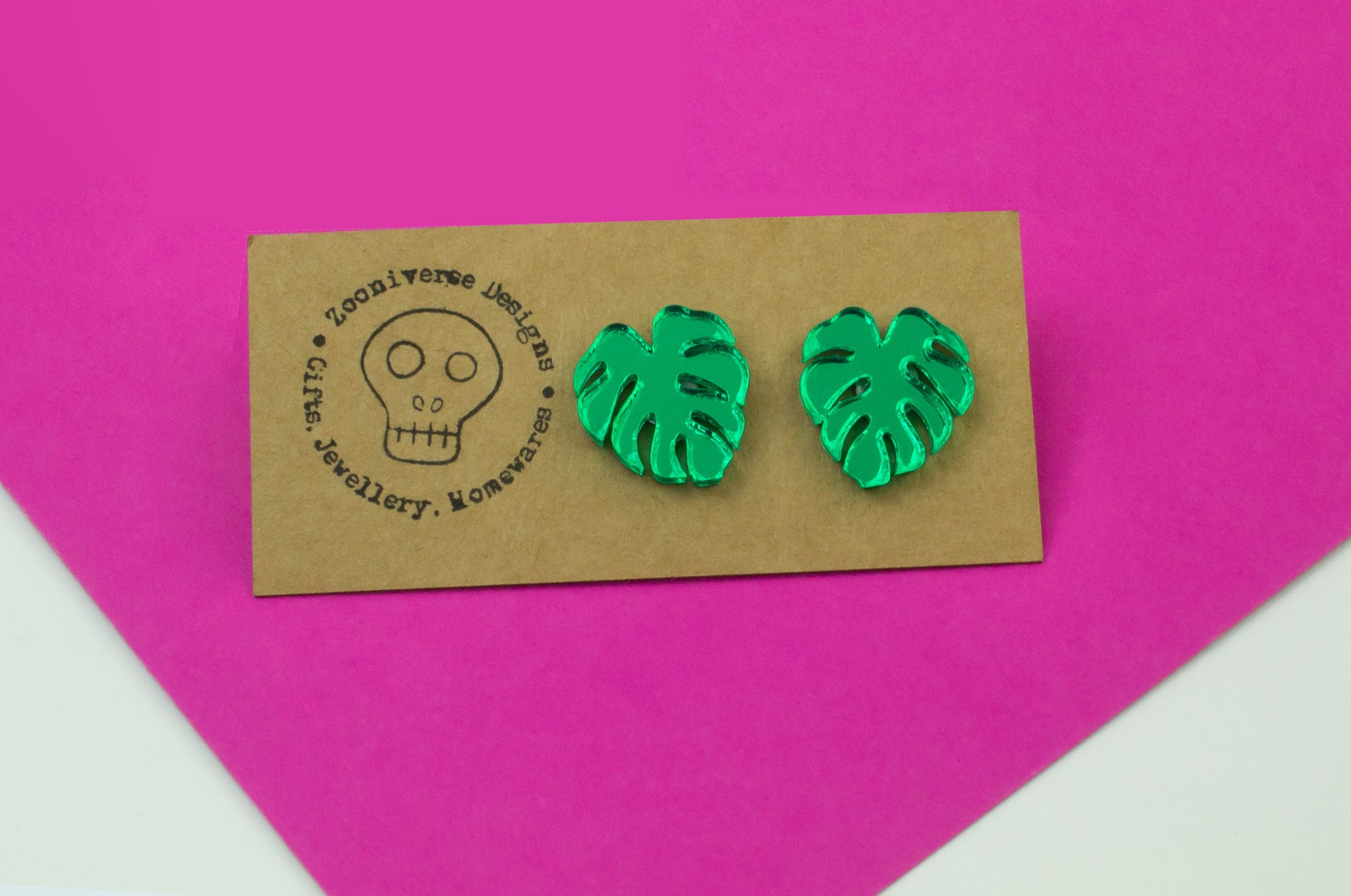 Monstera Acrylic Stud Earrings
