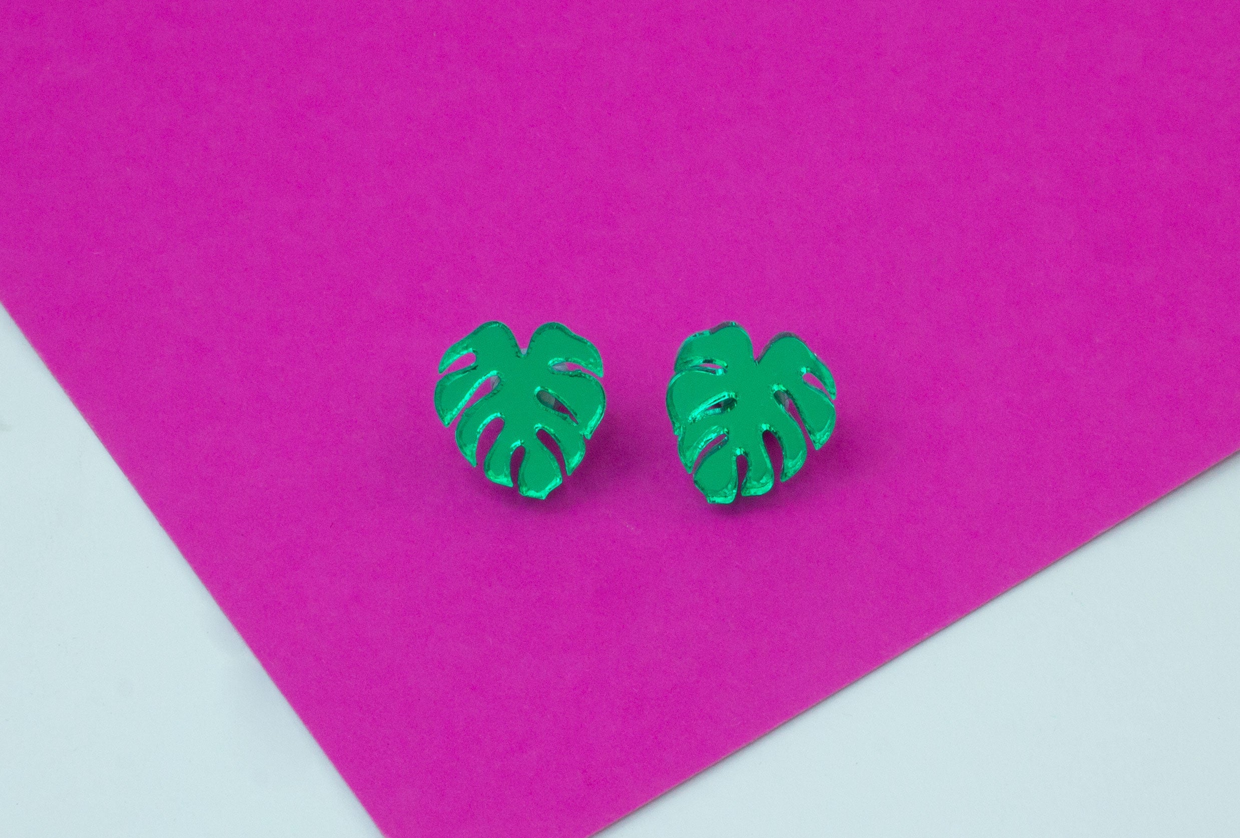 Monstera Acrylic Stud Earrings