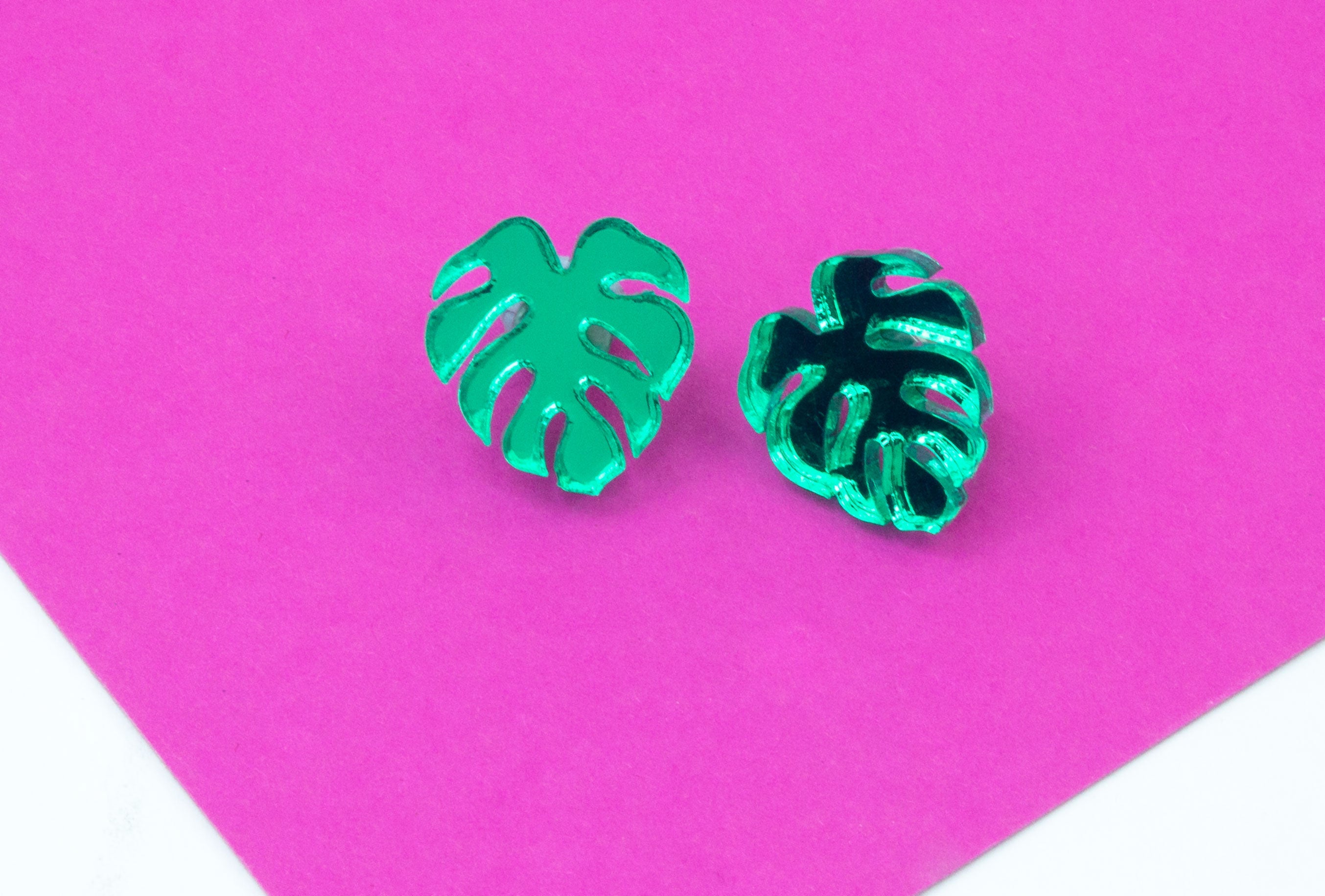 Monstera Acrylic Stud Earrings