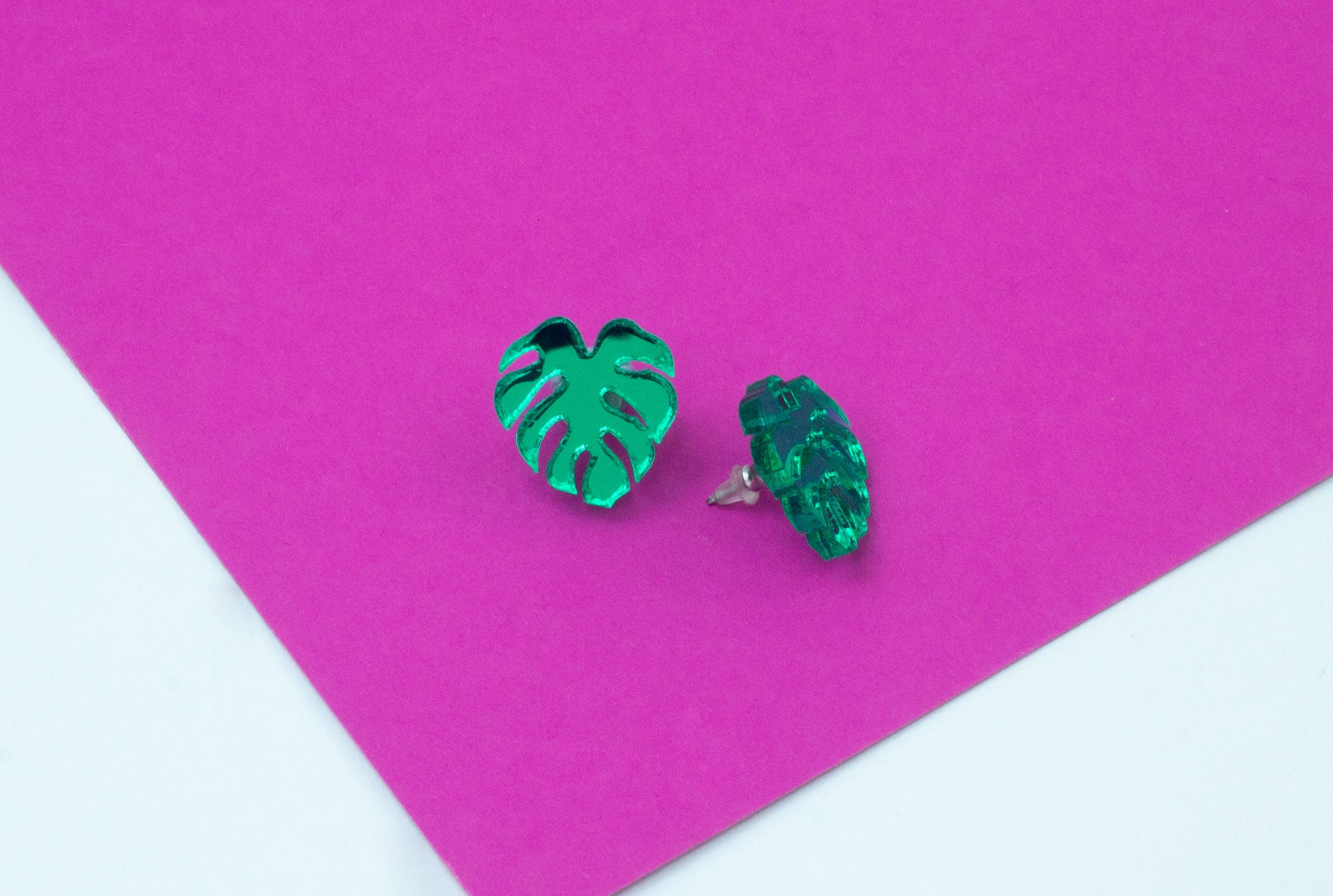 Monstera Acrylic Stud Earrings