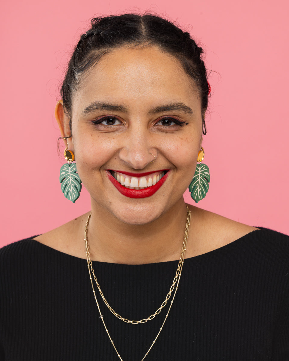 Monstera Acrylic Pendent Earrings