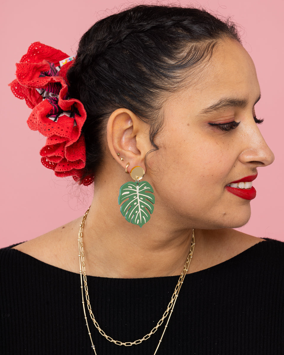 Monstera Acrylic Pendent Earrings