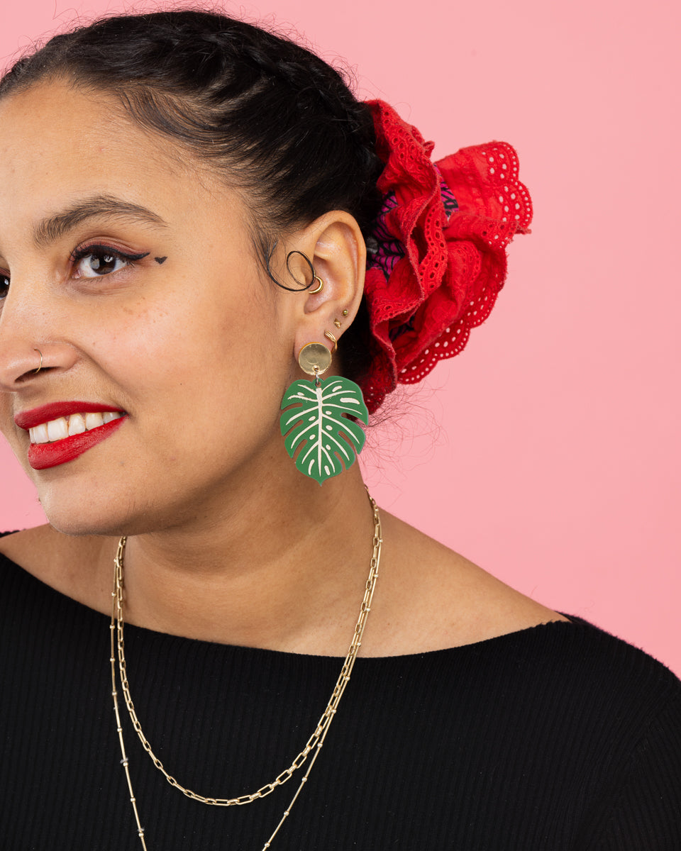 Monstera Acrylic Pendent Earrings