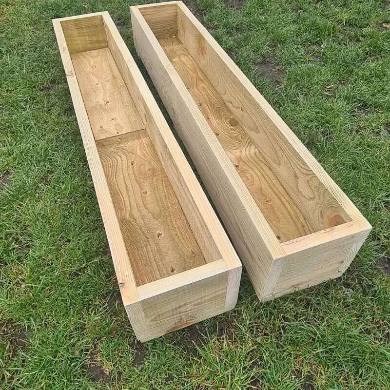 2 x Rustic Wooden Garden Planters