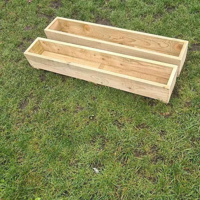 2 x Rustic Wooden Garden Planters