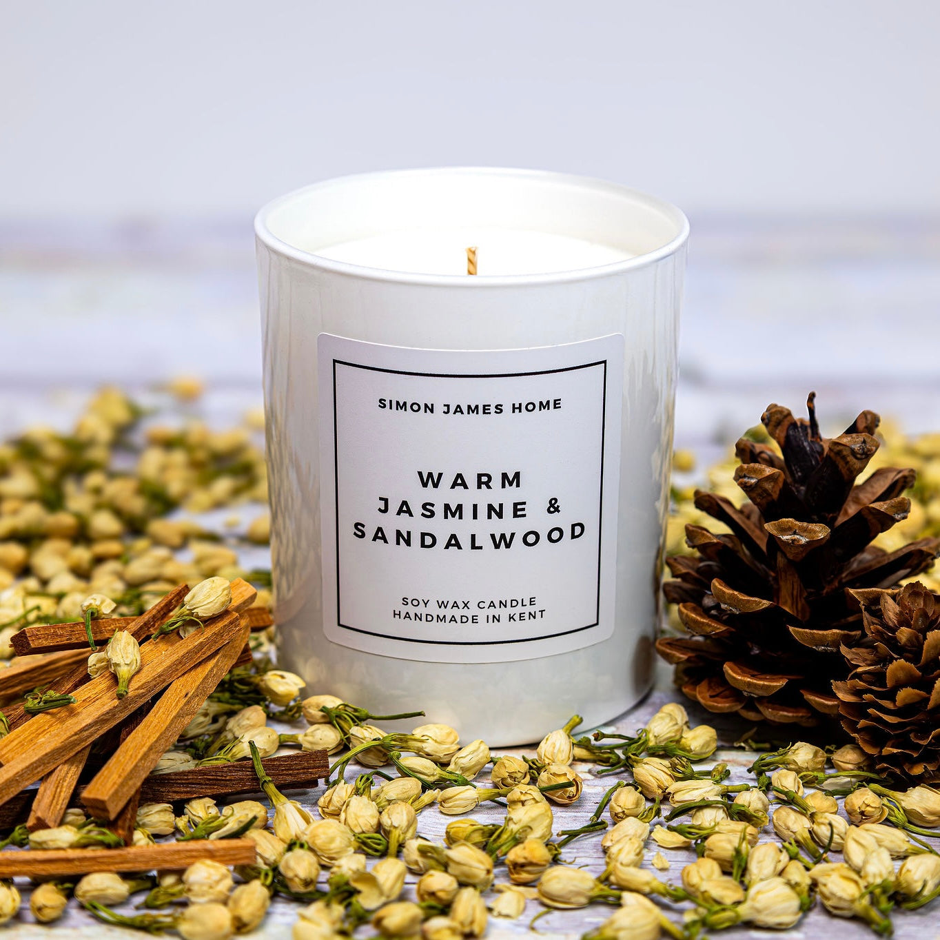 Warm Jasmine & Sandalwood Handmade Soy Wax Candle