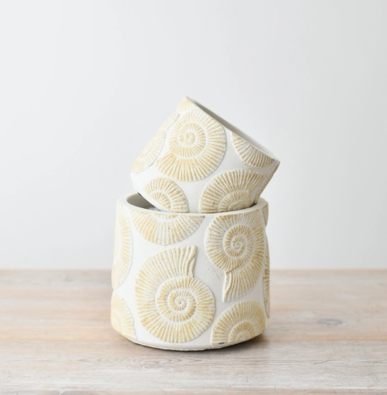 Sea Shell Stoneware Plant Pot - 12cm