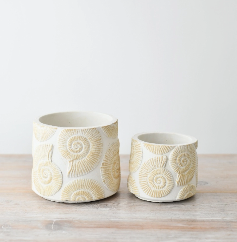 Sea Shell Stoneware Plant Pot - 12cm